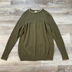 Columbia Men’s Olive Green Cotton Sweater XXL Ribbed Knit Pullover Outdoors